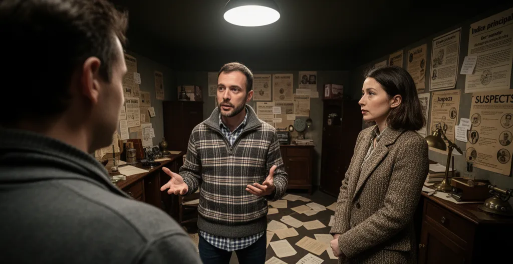 Facilitateur expliquant les règles d'une murder party à un participant