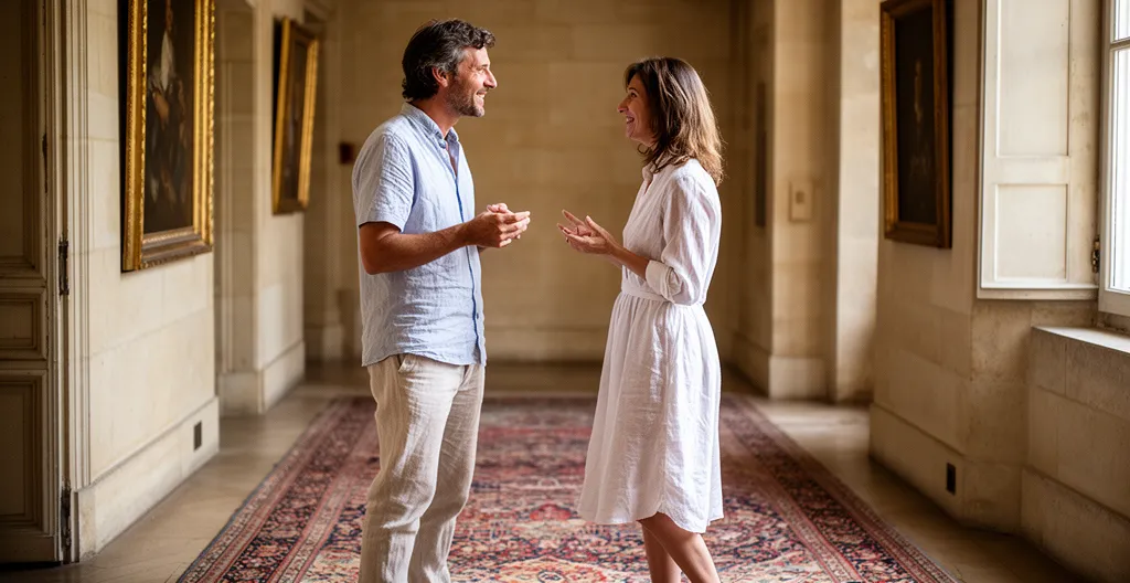 Deux collaborateurs en discussion animée pendant une session murder party